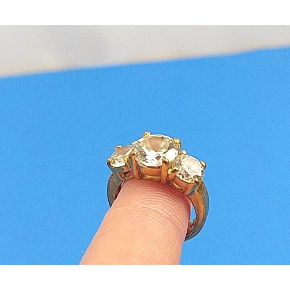18k GE Gold Electroplated Ring With Clear Zirconia Accent